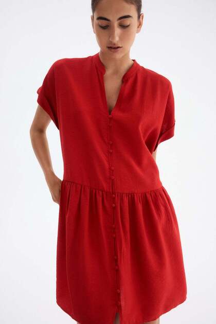 Crinkled tunic dress