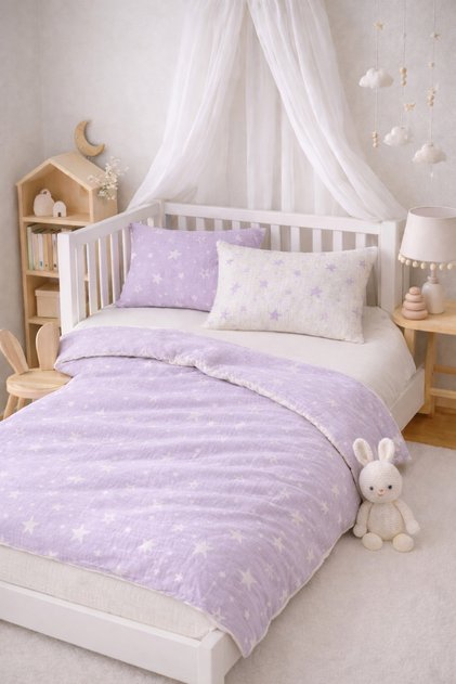 Muslin Baby | Jacquard Muslin Baby Duvet Cover Set 100% Cotton (2 Layers)
