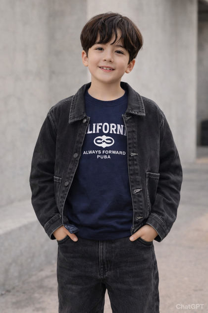 3-Piece Boys' Denim Set for Special Occasions and Holidays I Denim Pants & Printed T-Shirt & Denim Jacket