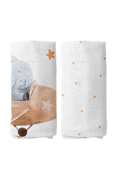 Happy Tony 100% Organic Cotton Muslin 2-Piece Cover Set 90 X 90 cm