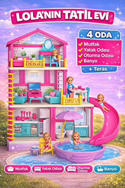 Arnas Toys 3 Boyutlu Mobilyalı Karton Bebek Oyun Evi - Fiyatı
