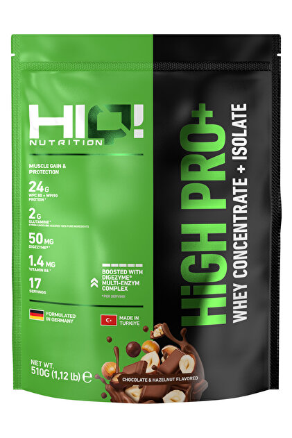 Hiq High Pro+ 510Gr Chocolate Hazelnut Flavored