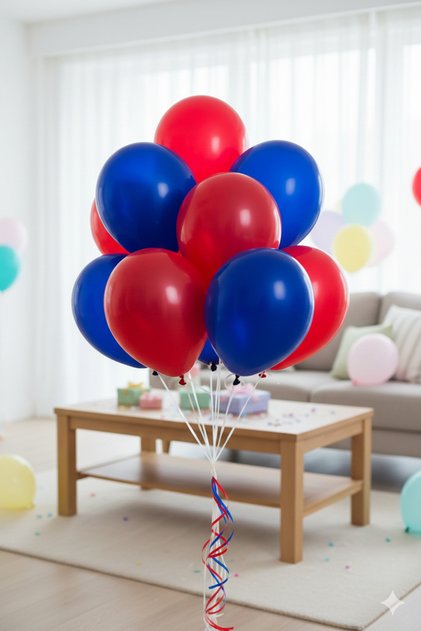 5 adet Metalik Kırmızı 5 adet Lacivert Renk Lateks Balon 10 lu