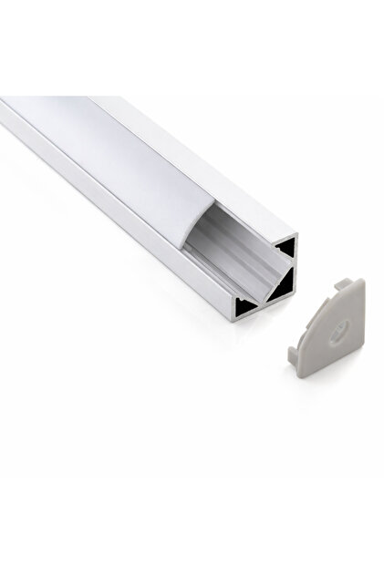 Köşe LED Profil Kanal Alüminyum 1mt. sıva üstü Eloksallı 18x18mm Opak Şeffaf Pleksi Kapaklı Yan Kapak Tutucu Şerit Aydınlatma 8987