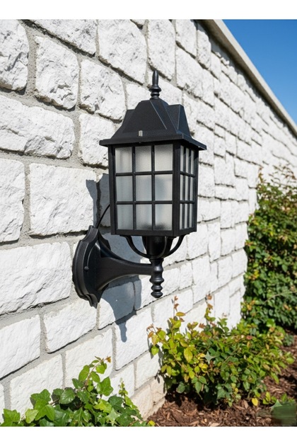 Nostalji̇ Black Luxury Garden Wall Lantern with Console Patio Camellia