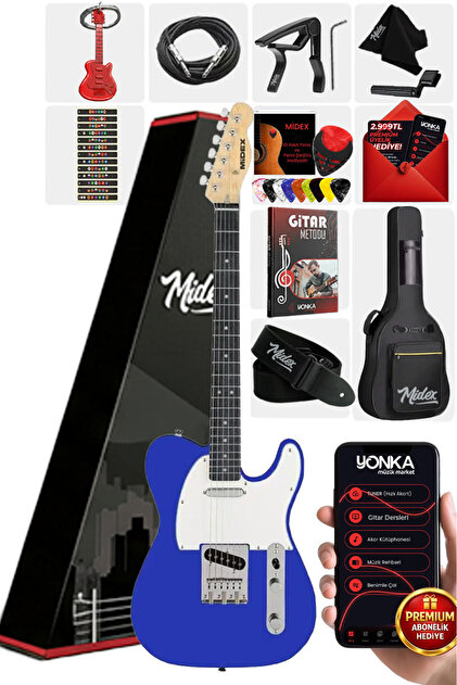 Midex Rph-40wb Siyah Beyaz Elektro Gitar Seti Hsh Manyetik Maple