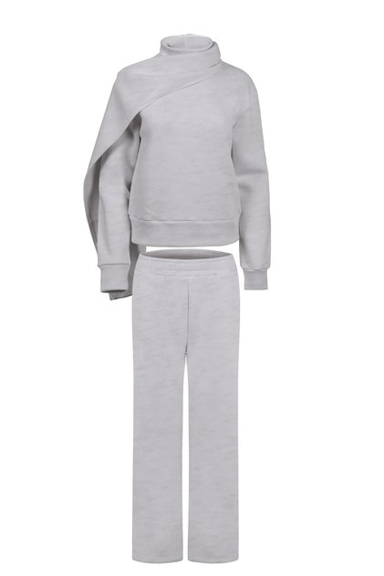 St. Moritz Shawl Detailed Gray Tracksuit Set