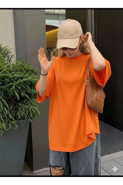Solid Color Orange T-Shirt