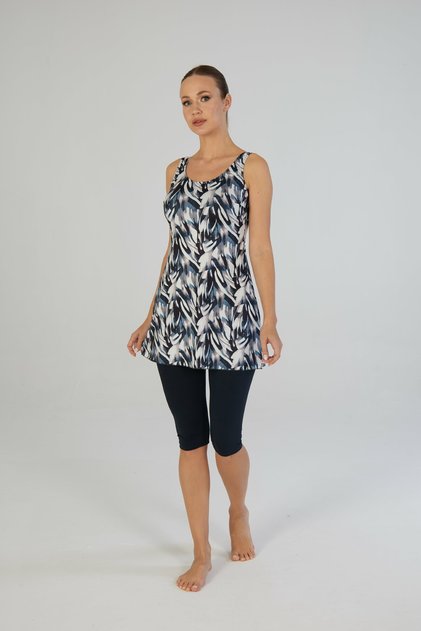Botanical Patterned Strappy Tights Dress Swimsuit