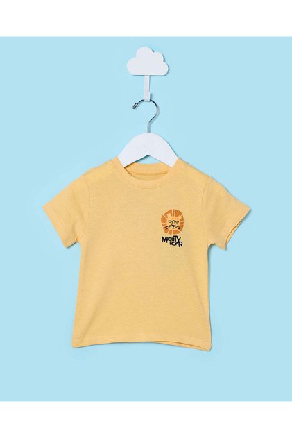 Infant Boys Yellow Printed T-Shirt