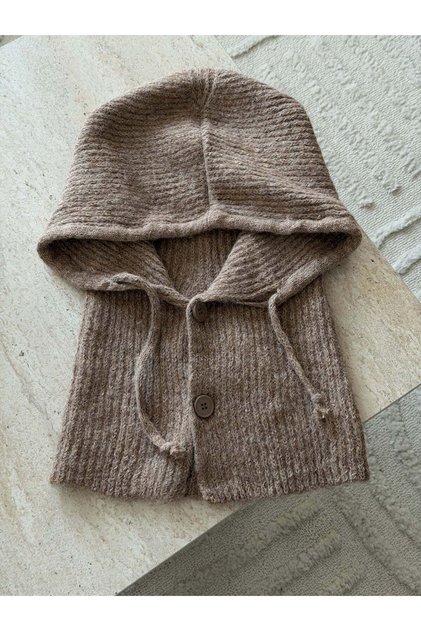 Buttoned Wool Balaclava - Milk Coffee