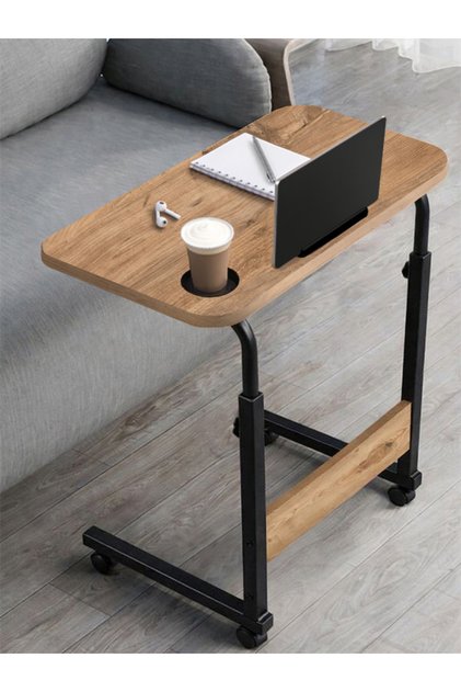 Bamboo Height Adjustable Laptop and Tablet Stand Work Desk - Atlantic Pine 60X40 (with Wheels)