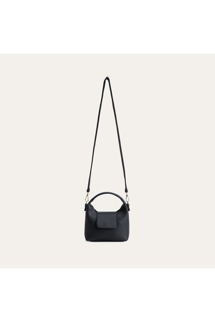 Women's Black Leather Look Mini Shoulder Bag