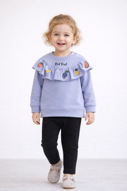 Baby Girl Set Fruit Patterned Long Sleeve Cotton 6-18 Months
