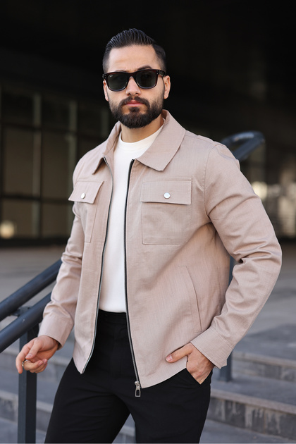 Basic Linen Jacket with Pocket Flaps