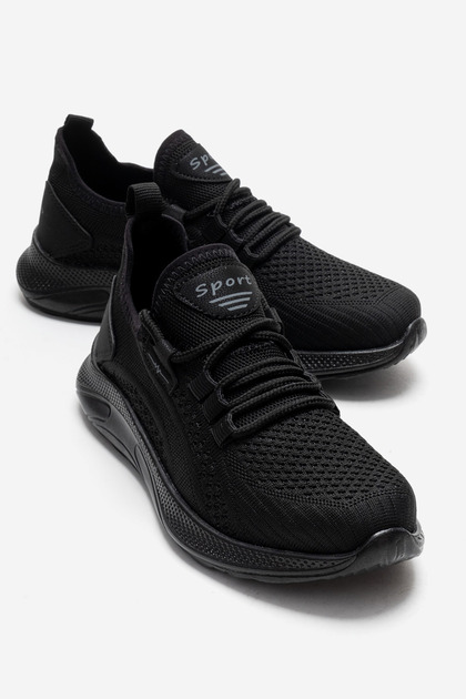 Side Striped Knitwear Women's Sports Shoes Black Black