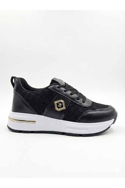 Women's Lace Patterned Thick Heeled Sneaker Shoes Alves-0873