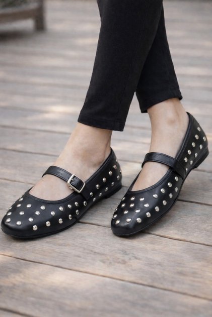 K-305 Comfortable Sole Studded Women's Ballerina Casual Shoes Lightweight and Comfortable Fit
