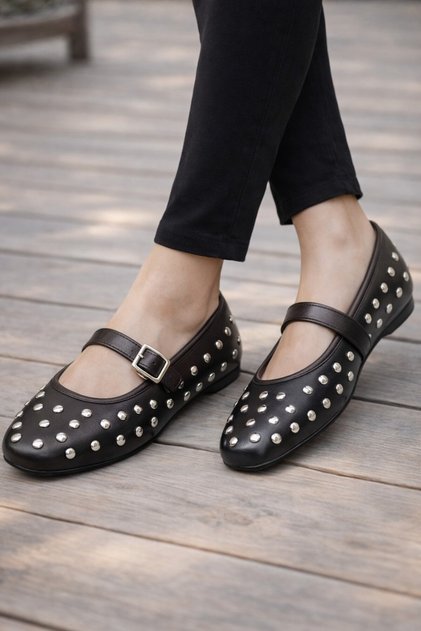K-305 Comfortable Sole Studded Women's Ballerina Casual Shoes Lightweight and Comfortable Fit