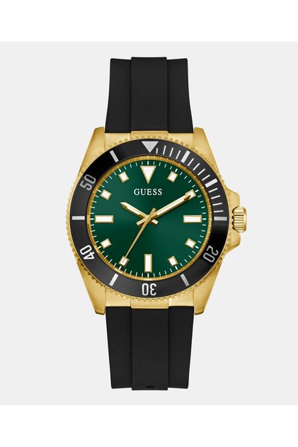 Mens Black Gold Tone Analog Watch