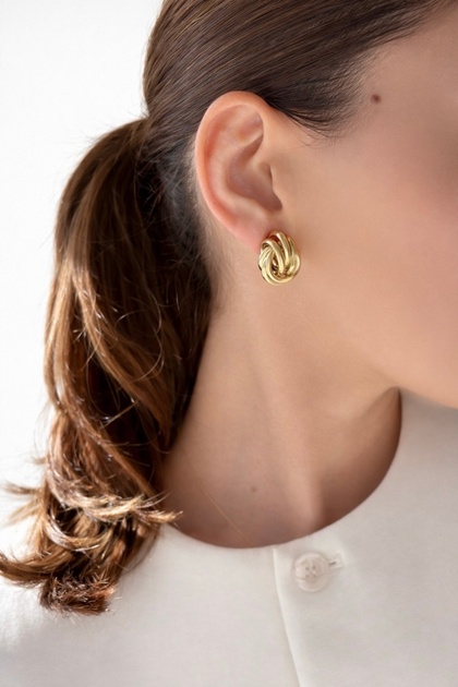 14 K Gold Düğüm Mini Model Küpe