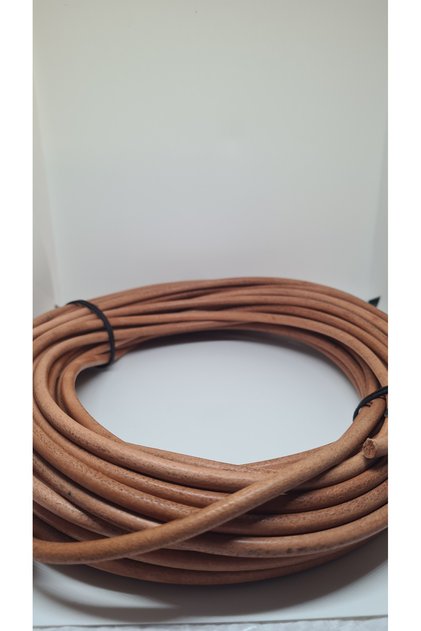 5 mm yuvarlak deri ip-sırım Naturel (3 metre)