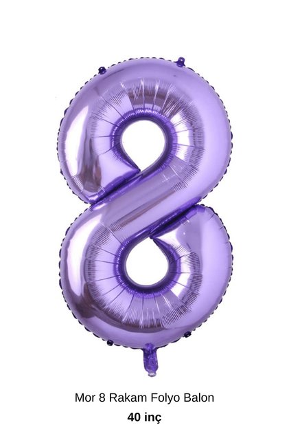Purple 8 Number Foil Balloon Birthday Decoration