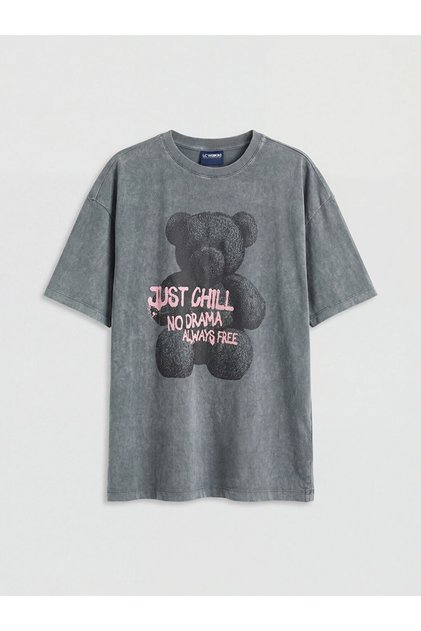 Crew Neck Short Sleeve Printed Girls' T-Shirt