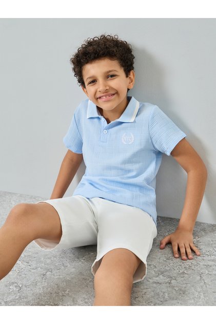 Boys Light Blue Polo and Shorts Set