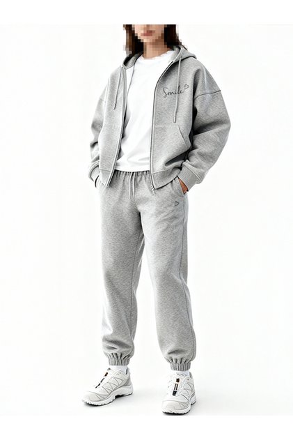 Hila Fashion Zip Printed Oversize Bottom Top Tracksuit Set Rubber Leg