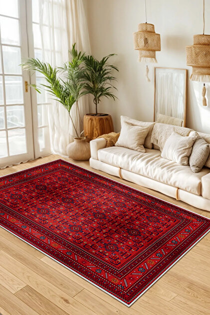 Salon Halısı Geometrik İskandinav Eskitmeli Dijital Baskı Yıkanabilir Kaymaz Taban 9122