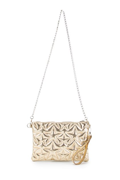 Geantă de damă Star Stitched Clutch Star, din piele lacuită aurie