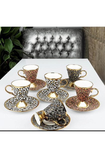 Porcelain 6Li Footed Coffee Cup 3 Different Colors 90 ml