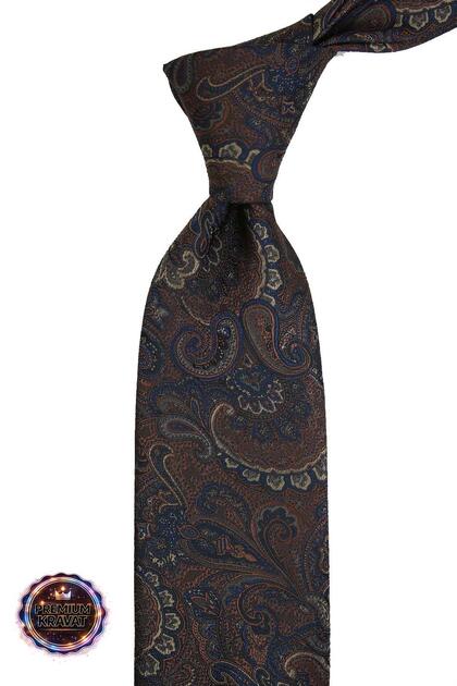Navy Blue - Brown Shawl Tie