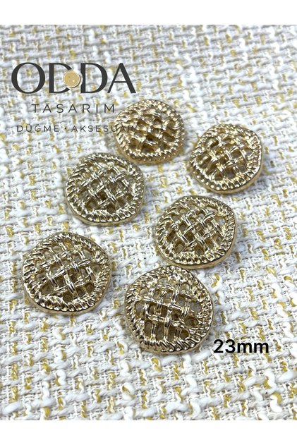 23 MM Z.RA HASIR DESEN GOLD 6li DUGME SET