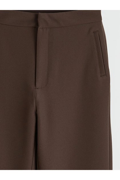 Brown Elastic Waist Spanish Leg Women's Trousers