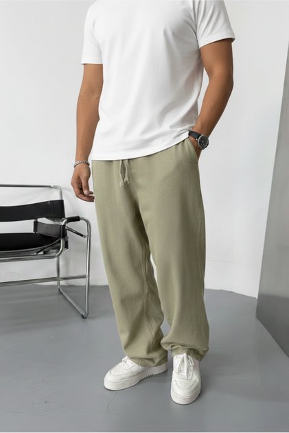 Men's Extra Loose Baggy Elastic Waist Premium Fabric Gabardine Trousers