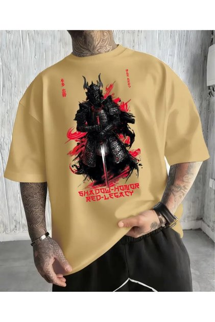 Japanese Samurai Printed Modern Brave Design Comfortable T-Shirt for Youth