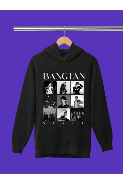 Bts Bangthan Boys Printed 3-Yarn Quality Soft Texture Hooded Children's Sweatshirt