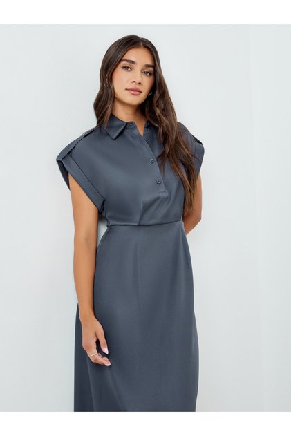 Grey Sleeveless Midi Dress