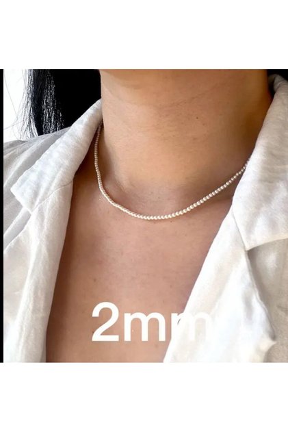 White Color Pearl Women's Necklace - Different Size Options (2mm - 16mm)