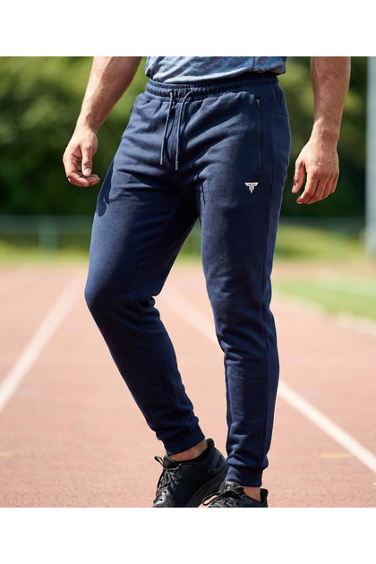 Men's Jogger Sports Sweatpants with Elastic Waist and Lace-Up Closure and Zipper Pockets