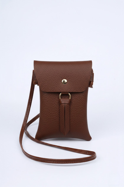 Acı Kahve Mıknatıs Kapamalı Çapraz Telefon ve Omuz Çantası 20x13 Cm