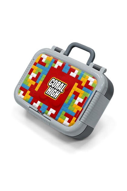 Kids Colorful Block Patterned Stainless Steel Lunch Box 39283