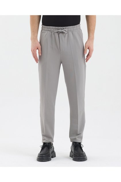 Men's Regular Fit Trousers with Elastic Waist and Lycra Cuffs