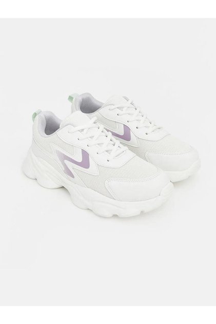 White Mesh Detailed Girls' Sports Shoes (S6)