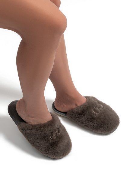Alda Women's Plush House Slippers Dark Gray 36/40