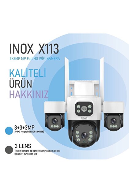 RMZTECH İNOX-X113 3+3+3MP 3 LENSLİ WİFİ PTZ KAMERA - Fiyatı, Yorumları