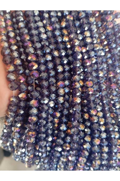 Mărgele de sticlă cristalină de 6 mm 10 șiruri Janjanli violet/ violet strălucitor Total 900 margele +-%1