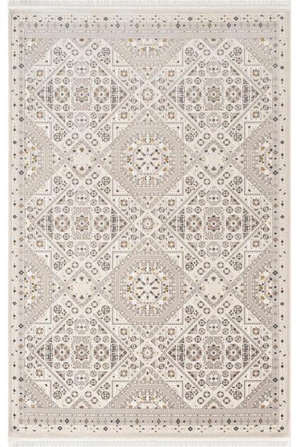 Look Classıc LK002G Geometrik Desen Krem Gri Akrilik Yumuşak Tozuaz Dokuma Taban Salon Halısı